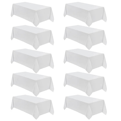 VidaFete Classic Series 10 Pack 90 * 132inch White Rectangle Tablecloth