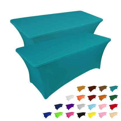 IVAPUPU 2 Pack 6FT Black Table Cloth for Rectangular Spandex Table Cover