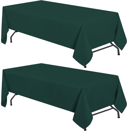 WEALUXE White Table Cloths for 6 Foot Folding Tables [6 Pack, 60x102 Inches] White Tablecloths Rectangular, Stain and Wrinkle Resistant Washable Linen Fabric Cloth