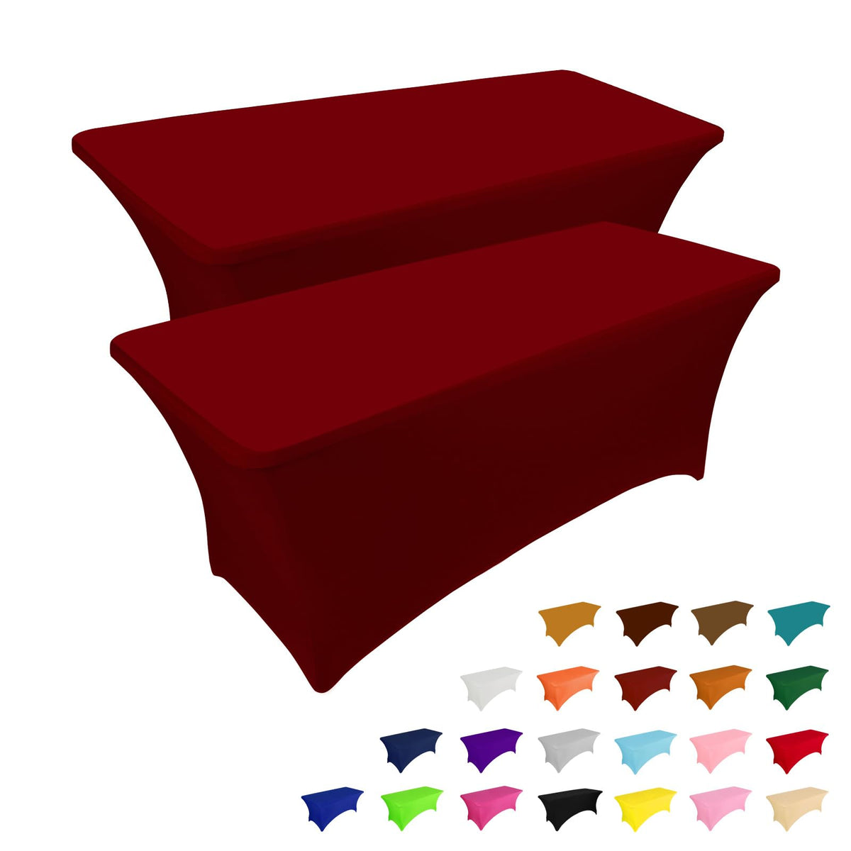 IVAPUPU 2 Pack 6FT Black Table Cloth for Rectangular Spandex Table Cover