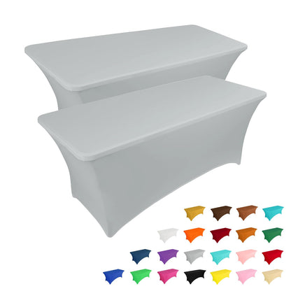 IVAPUPU 2 Pack 6FT Black Table Cloth for Rectangular Spandex Table Cover