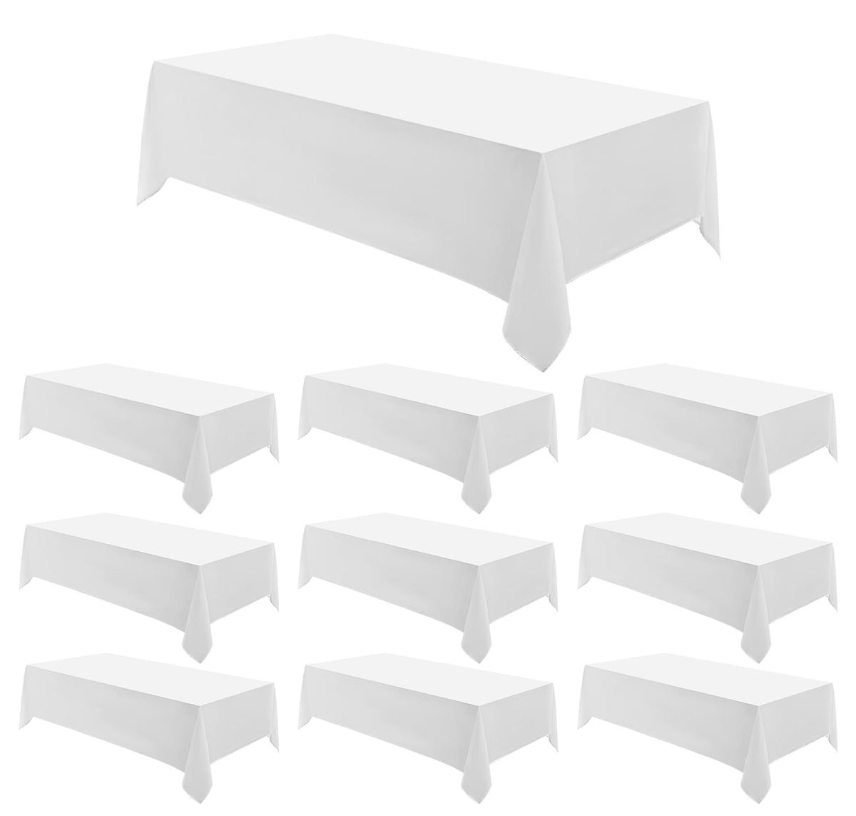 6 Pack Ivory Rectangle Tablecloths 60x120 Inch for 8ft Tables