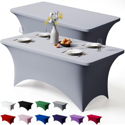 Trlyc 2 Pack 6FT Black Spandex Table Cloth 72 x 30 Inch
