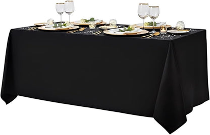 Surmente 90x156 Inch Black Tablecloth for 8 Foot Rectangle Tables