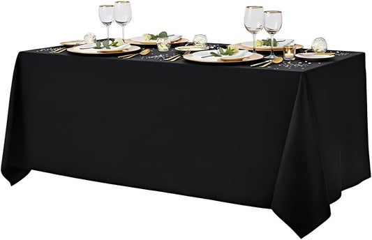 Surmente 90x156 Inch Black Tablecloth for 8 Foot Rectangle Tables