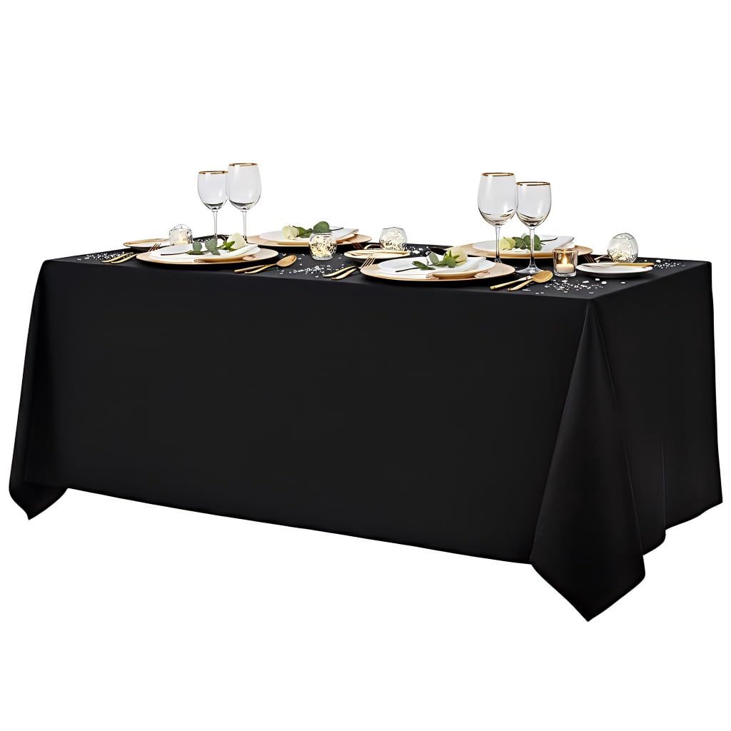 Surmente 90x156 Inch Black Tablecloth for 8 Foot Rectangle Tables