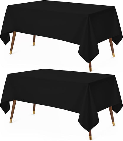 Utopia Kitchen Rectangle Table Cloth 2 Pack [60x102 Inches, Black]