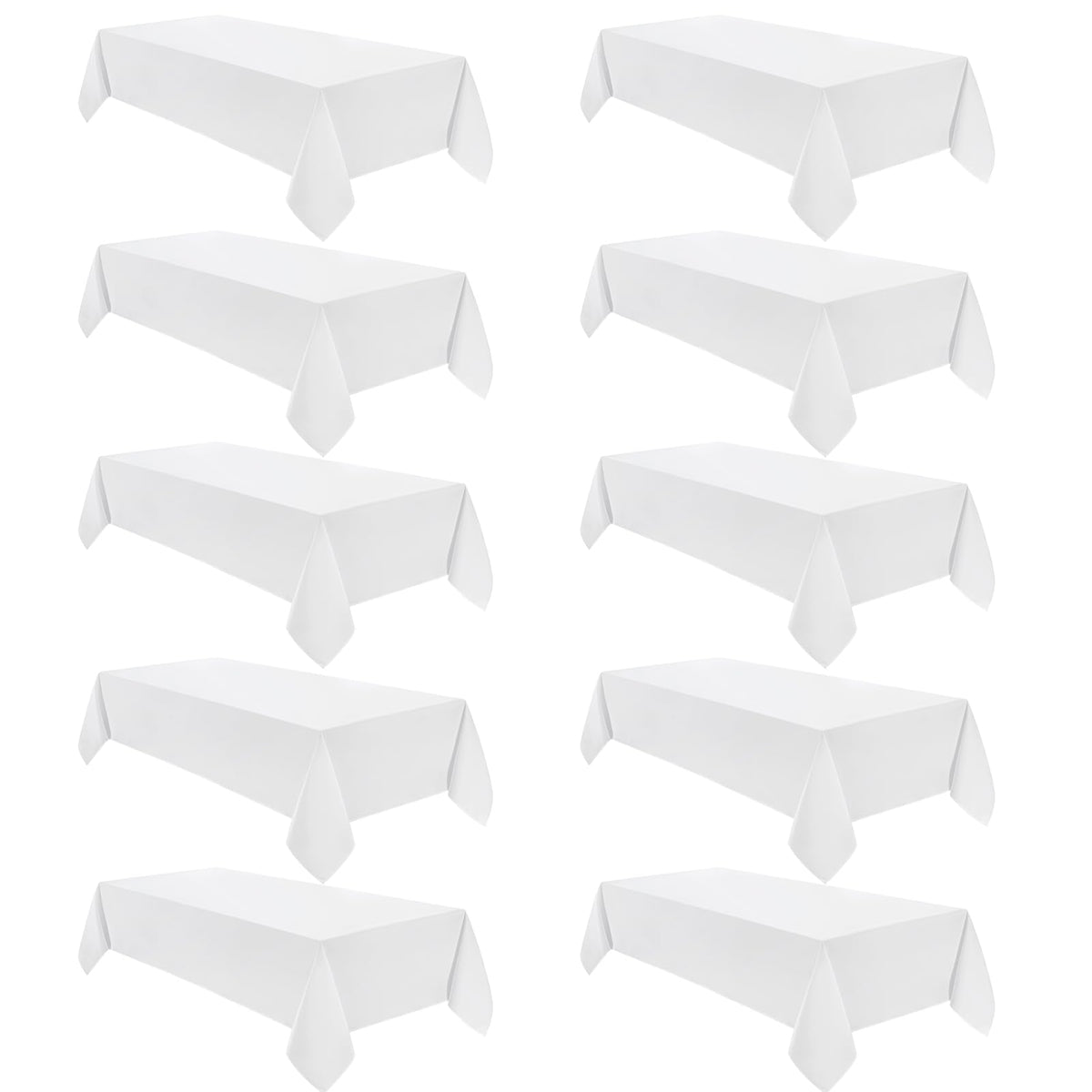 VidaFete Classic Series 10 Pack 90 * 132inch White Rectangle Tablecloth