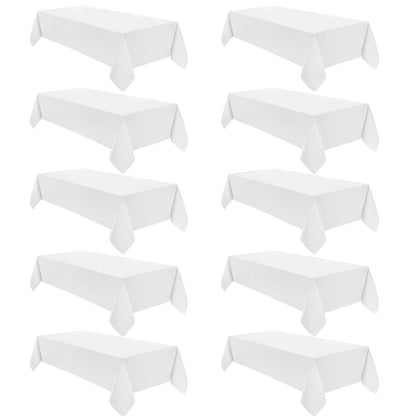 VidaFete Classic Series 10 Pack 90 * 132inch White Rectangle Tablecloth