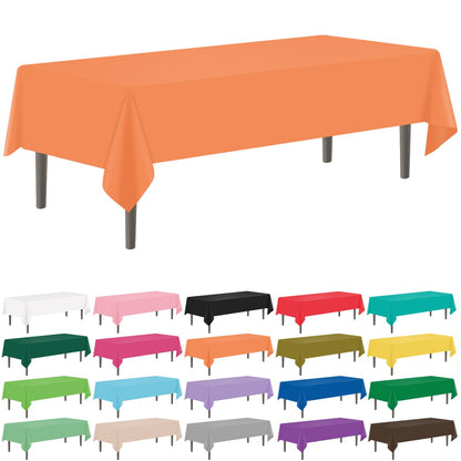 YSYJ 12 Pack Beige 54 x 108 Inch Disposable Plastic Tablecloths Rectangular Table Cloth Plastic Table Cover for Parties