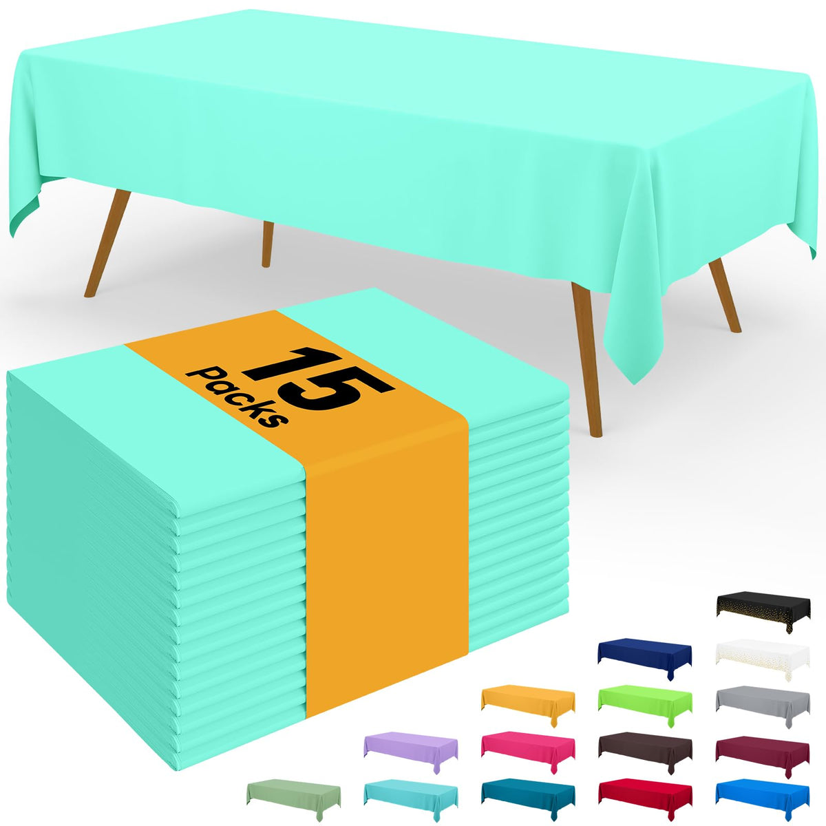 Smiry Plastic Disposable Waterproof Table Cloth - 54 x 108 Inch, 6 Packs