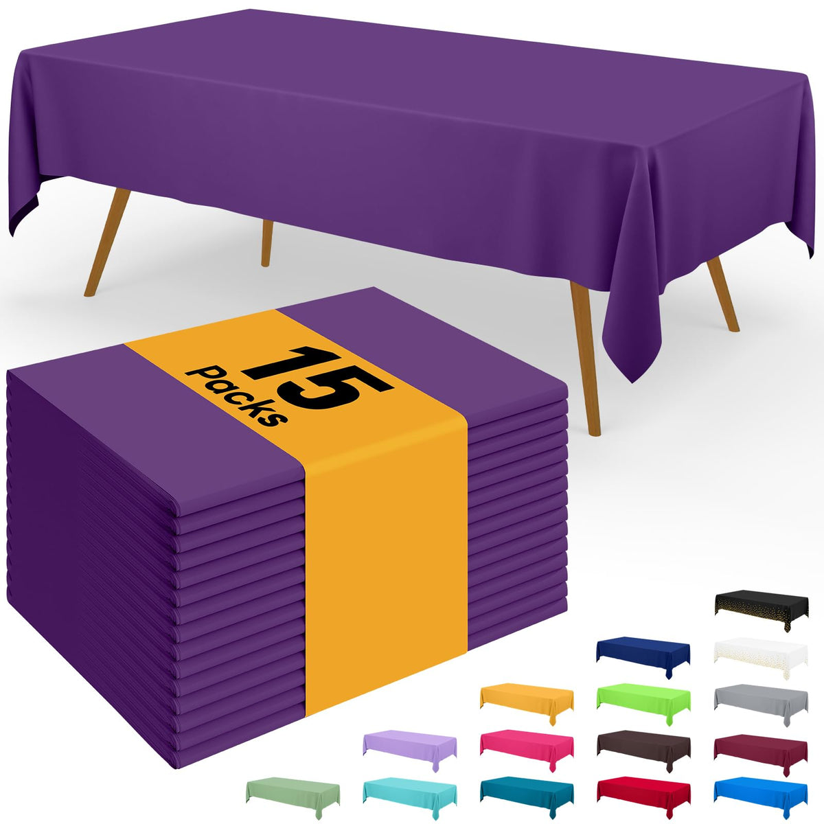 Smiry Plastic Disposable Waterproof Table Cloth - 54 x 108 Inch, 6 Packs