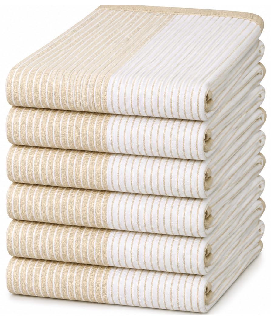 Premium Kitchen Towels 6 Pack 100% Cotton, 20"x28" Dish Towels - Grey