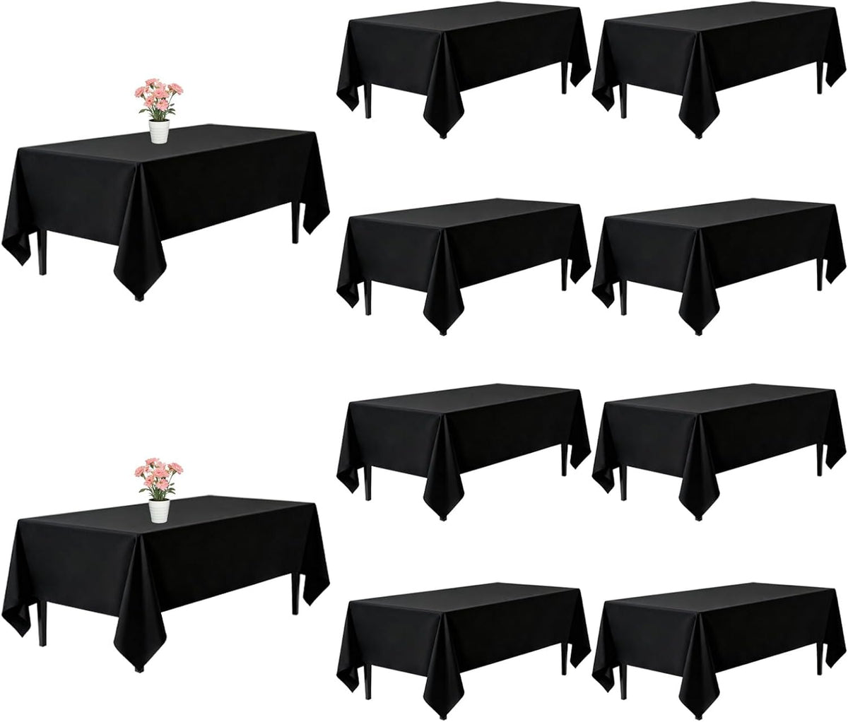 10 Pack Black Tablecloths 60 x 102 Inch for 6 Foot Rectangle Tables