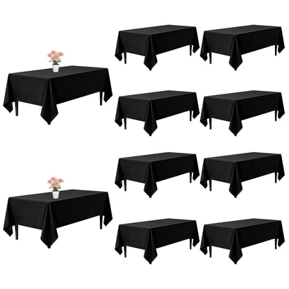 10 Pack Black Tablecloths 60 x 102 Inch for 6 Foot Rectangle Tables