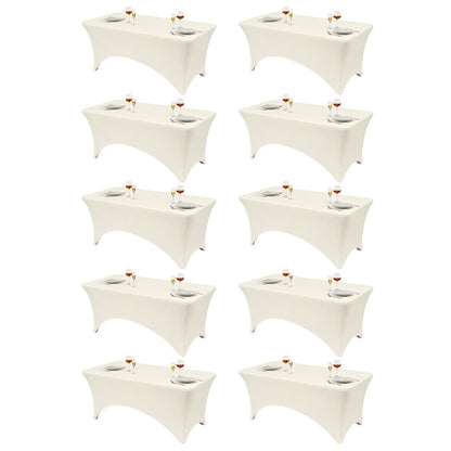 VidaFete Classic Series 140GSM Spandex Tablecloth 2Pcs, 6ft, White