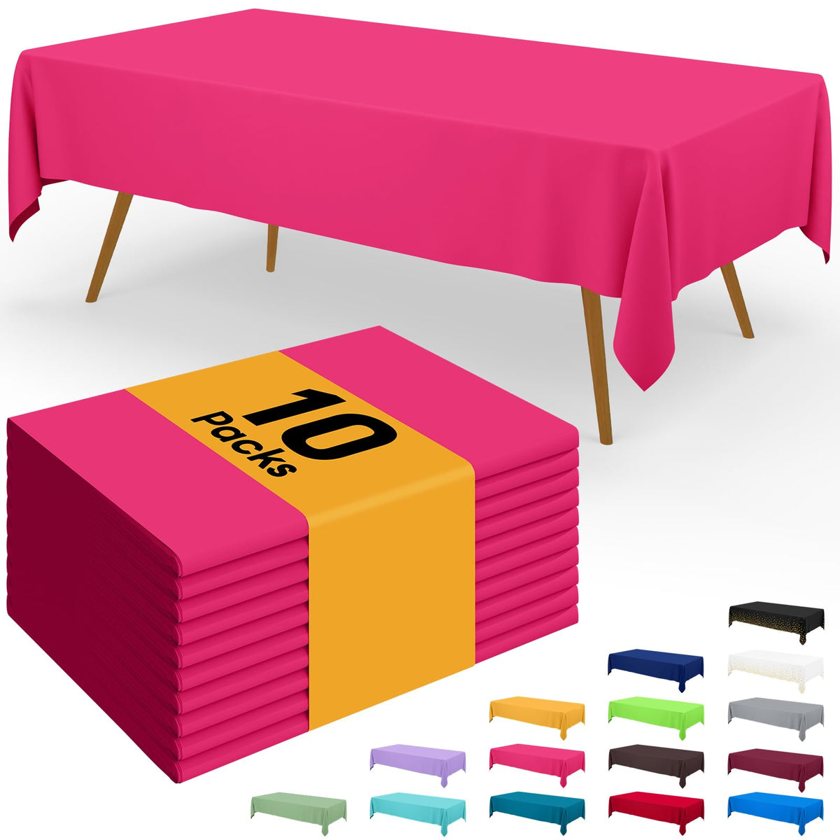 Smiry Plastic Disposable Waterproof Table Cloth - 54 x 108 Inch, 6 Packs