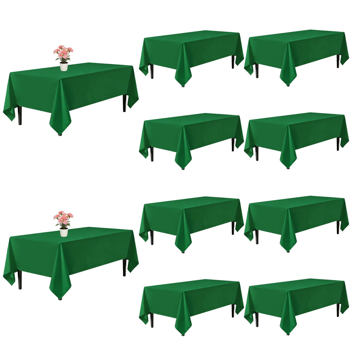 10 Pack Black Tablecloths 60 x 102 Inch for 6 Foot Rectangle Tables