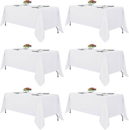 Fitable 6 Pack White Table Cloths 70x120 Inch for 6-8 Ft Rectangle Tables