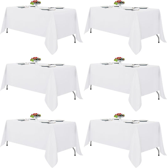 Fitable 6 Pack White Table Cloths 70x120 Inch for 6-8 Ft Rectangle Tables