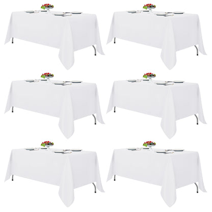Fitable 6 Pack White Table Cloths 70x120 Inch for 6-8 Ft Rectangle Tables