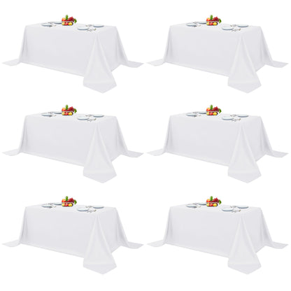 Fitable 6 Pack White Table Cloths 70x120 Inch for 6-8 Ft Rectangle Tables