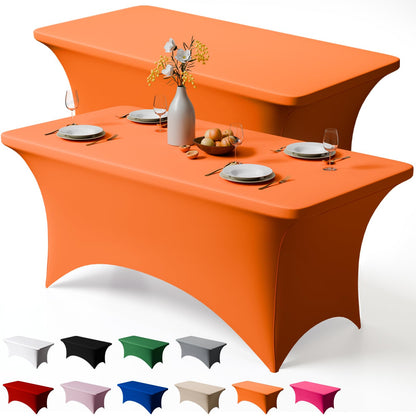 Trlyc 2 Pack 6FT Black Spandex Table Cloth 72 x 30 Inch