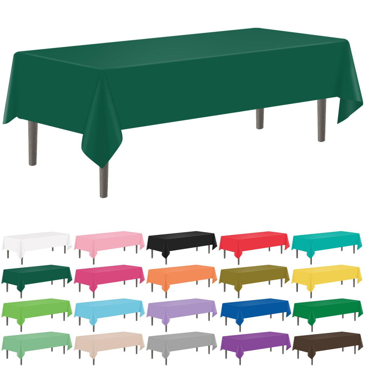 YSYJ 12 Pack Beige 54 x 108 Inch Disposable Plastic Tablecloths Rectangular Table Cloth Plastic Table Cover for Parties