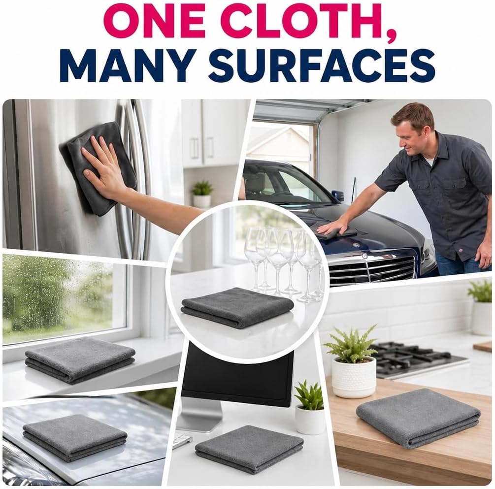 2026 New Upgrade Magic Cleaning Cloth 6Pcs,Thickened Large-Sized 12 * 16IN