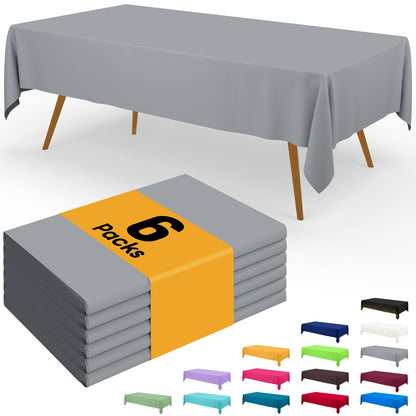Smiry Plastic Disposable Waterproof Table Cloth - 54 x 108 Inch, 6 Packs