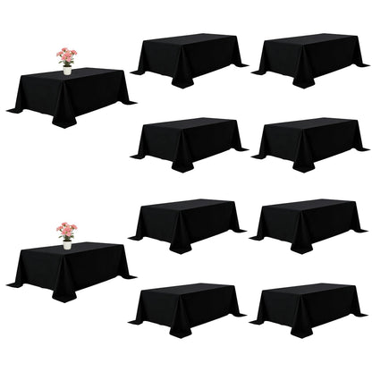 10 Pack Black Tablecloths 60 x 102 Inch for 6 Foot Rectangle Tables
