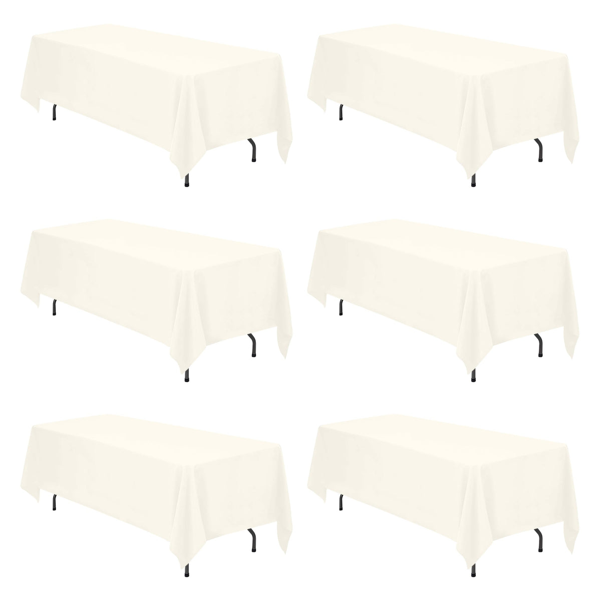 BRILLMAX 6 Pack White Tablecloths 60x126 Inch for 8ft Rectangle Tables