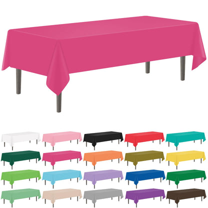 YSYJ 12 Pack Beige 54 x 108 Inch Disposable Plastic Tablecloths Rectangular Table Cloth Plastic Table Cover for Parties