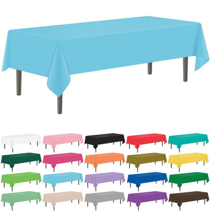 YSYJ 12 Pack Beige 54 x 108 Inch Disposable Plastic Tablecloths Rectangular Table Cloth Plastic Table Cover for Parties