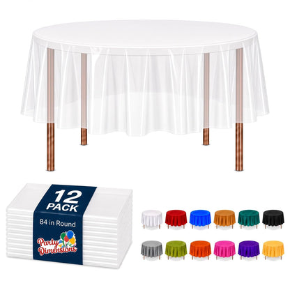 Party Dimensions White Disposable Plastic Tablecloth for Rectangle Tables (12 Pack) Table Cloths for Parties, Events & Weddings, Indoors Outdoors, 54 x 108 inches, Plastic Table Cover
