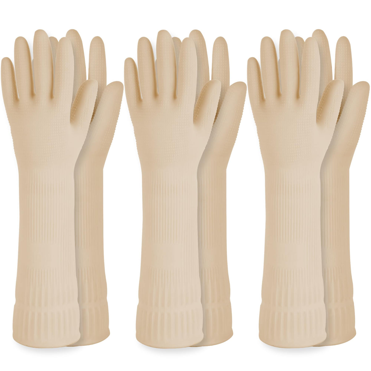 Mamison Rubber Dishwashing Gloves, Non-Slip Kitchen, Pink Medium, 2 Pairs