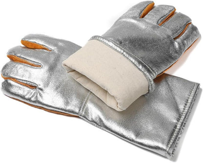 Aluminized Leather Heat Resistant Gloves – Heavy Duty Pottery Kiln Gloves for Ceramic Firing, High Temperature Handling, and Studio Safety