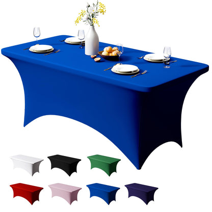 Trlyc 2 Pack 6FT Black Spandex Table Cloth 72 x 30 Inch