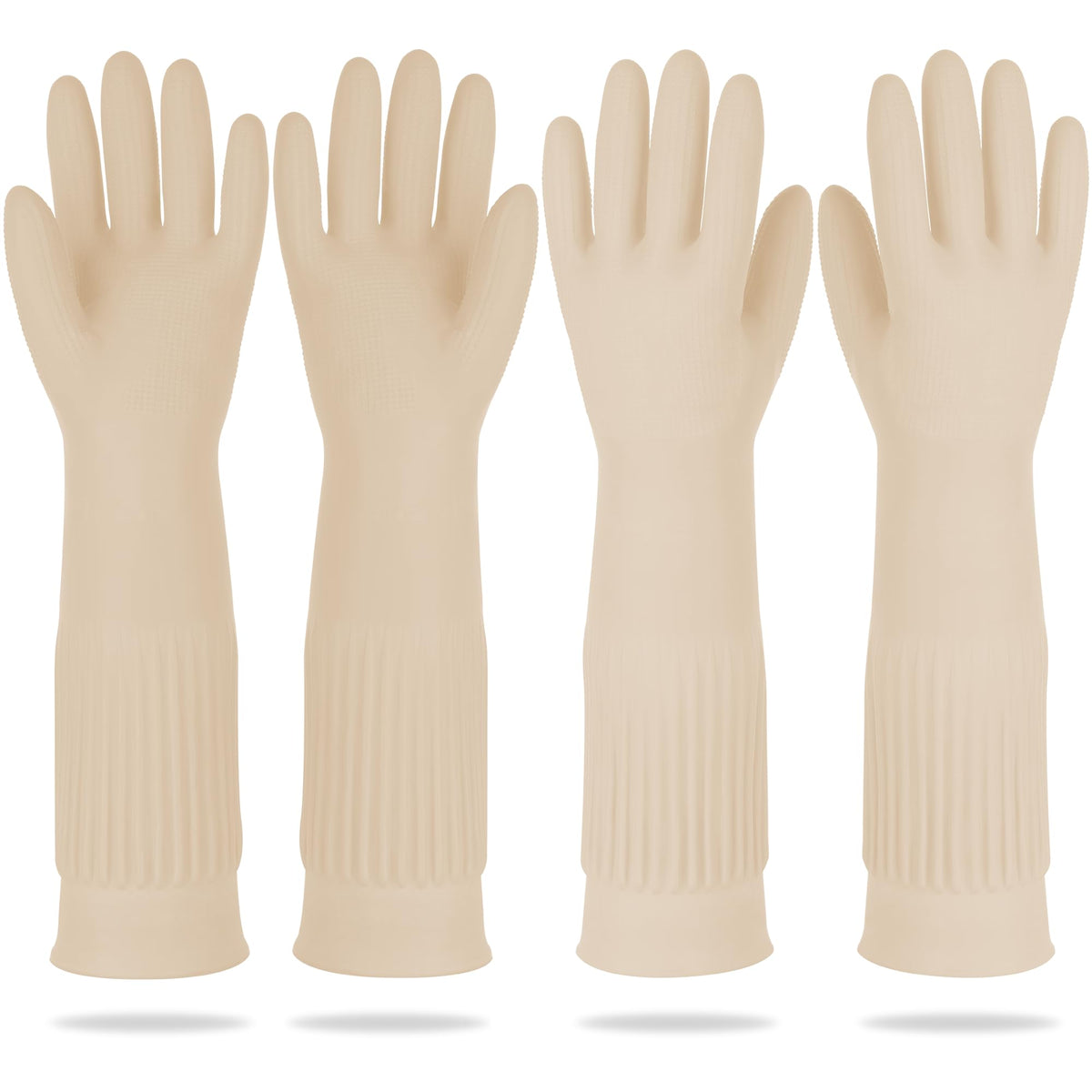 Mamison Rubber Dishwashing Gloves, Non-Slip Kitchen, Pink Medium, 2 Pairs