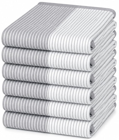 Premium Kitchen Towels 6 Pack 100% Cotton, 20"x28" Dish Towels - Grey