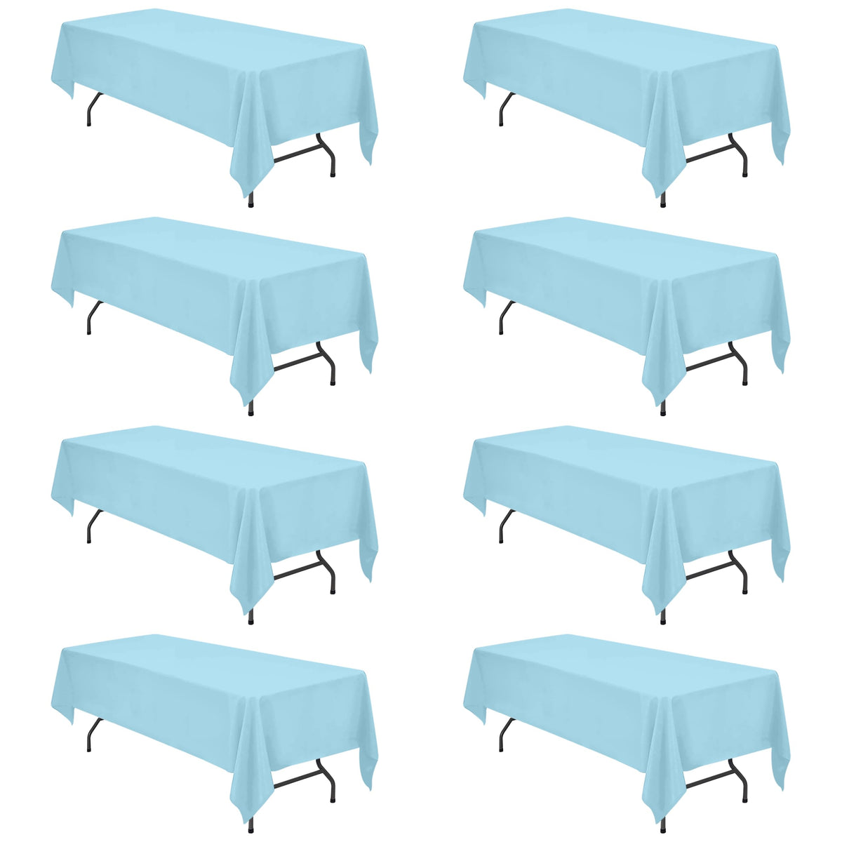 BRILLMAX 6 Pack White Tablecloths 60x126 Inch for 8ft Rectangle Tables