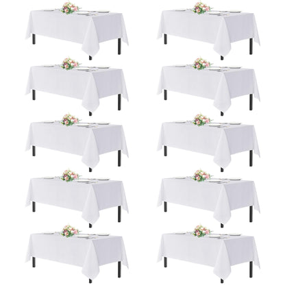 sancua 2 Pack White Table Cloth 60x102 Inch for 6 Feet Rectangle Tables