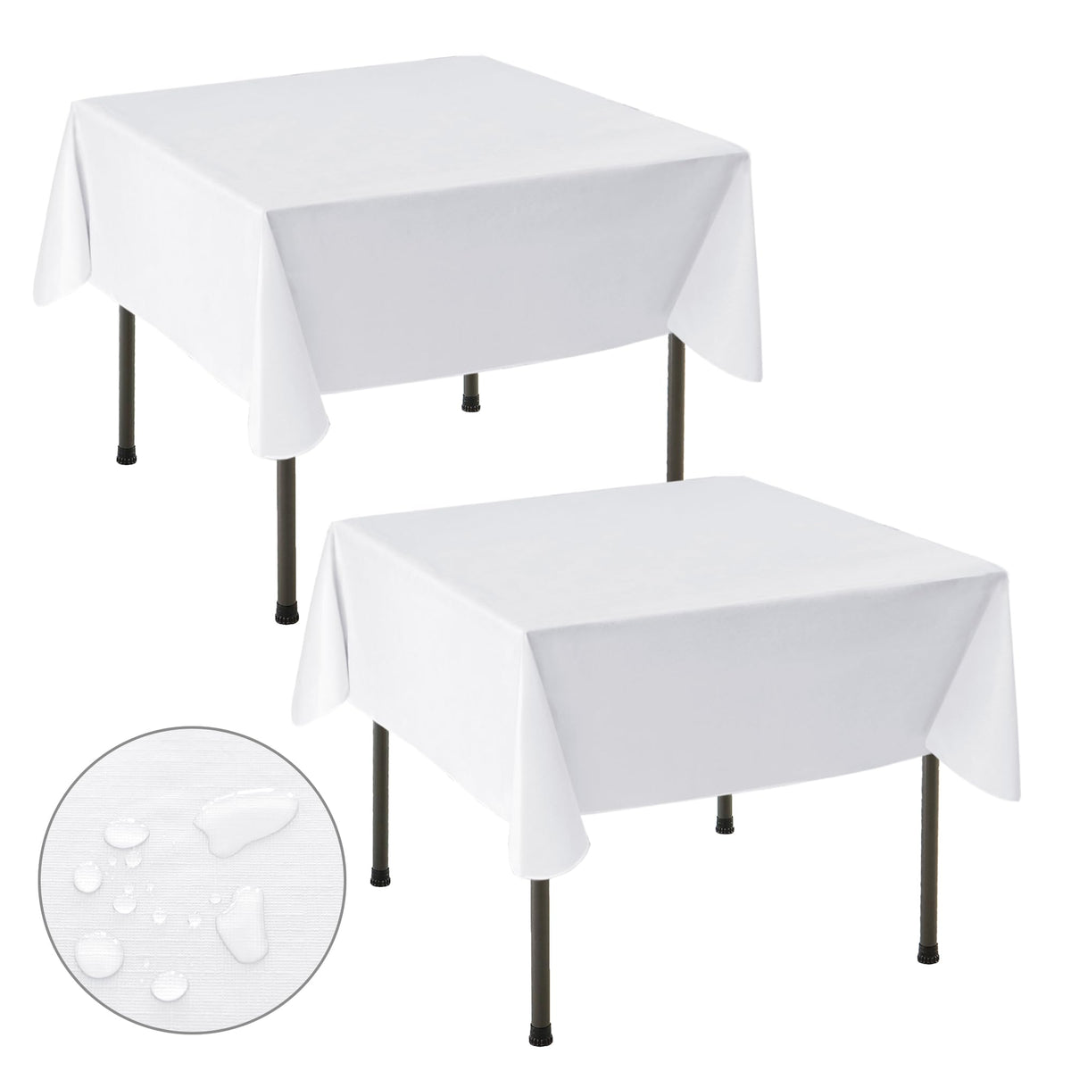Waterproof Vinyl White Tablecloth With Flannel Backing 2 Pcs 60x120 In