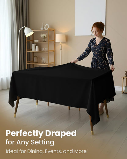 Utopia Kitchen Rectangle Table Cloth 2 Pack [60x102 Inches, Black]
