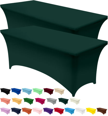 Utopia Kitchen Spandex Tablecloth 2 Pack [6FT, Black] Tight, Fitted, Washable and Wrinkle Resistant Stretch Rectangular Patio Table Cover for Event, Wedding, Banquet & Parties [72Lx30Wx30H Inch]
