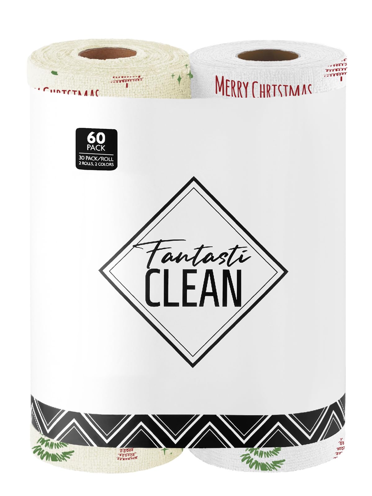 Fantasticlean Microfiber Cleaning Cloth Roll- 40 Sheets, 12" x 12" (White)