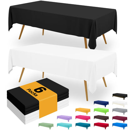 Smiry Plastic Disposable Waterproof Table Cloth - 54 x 108 Inch, 6 Packs