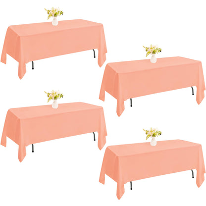 4 Pack Rectangle Tablecloth 60x102 Inch Black Washable Polyester Table Cover for Wedding Dining Table Buffet Parties Banquet Decoration（Black）