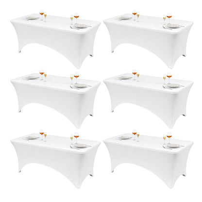 VidaFete Classic Series 140GSM Spandex Tablecloth 2Pcs, 6ft, White