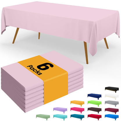 Smiry Plastic Disposable Waterproof Table Cloth - 54 x 108 Inch, 6 Packs
